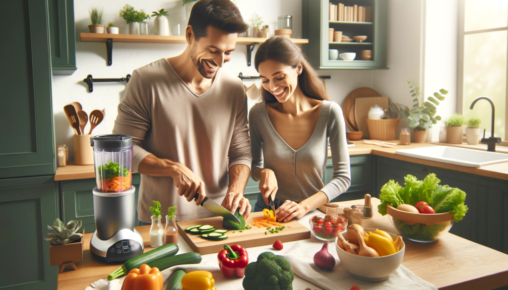 Couples cooking together for healthy meal